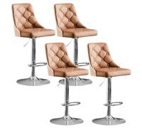 Lot de 4 tabourets de Bar réglables avec Dossier, Tabouret de Bar pivotant Moderne en Cuir PU, Chaise de Bar à Hauteur de comptoir Airlift for Cuisine, Salle à Manger, café