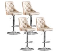 Lot de 4 tabourets de Bar réglables avec Dossier, Tabouret de Bar pivotant Moderne en Cuir PU, Chaise de Bar à Hauteur de comptoir Airlift for Cuisine, Salle à Manger, café