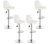 Lot de 4 tabourets de bar réglables et pivotants à 360° en cuir synthétique - Design moderne GIS - Hauteur réglable - Parfait pour la maison et le bar