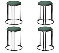 Lot de 4 tabourets de bar ronds en métal rembourrés avec tapis antidérapant et pieds en métal pour économiser de l'espace dans le bar, la cuisine, le salon, le bureau (noir)