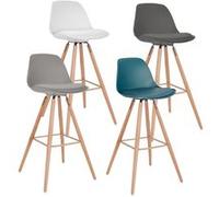 IDMarket - Lot de 4 tabourets de bar Sara - mix couleurs gris foncé, gris clair, blanc, bleu canard