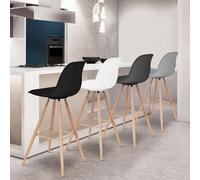 IDMARKET Lot de 4 tabourets de bar SARA mix color gris foncé, gris clair, blanc et noir
