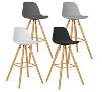 IDMarket - Lot de 4 tabourets de bar SARA - Mix couleurs gris foncé, gris clair, blanc et noir