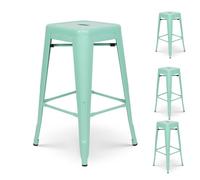 Lot de 4 tabourets de bar style industriel vert clair brillant Hauteur 66cm