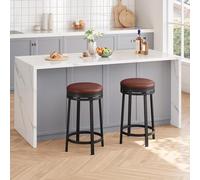 Lot DE 4,Tabourets De Bar, Tabouret De Petit-déJeuner Rembourrés en PU, Chaises Hautes avec Repose-Pieds, Facile à Assembler Et à Nettoyer, pour Cuisine, Restaurant, Cafe,Marron