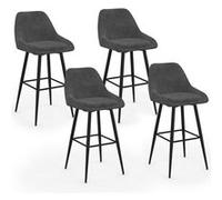 Lot de 4 tabourets de bar THALYA en velours gris foncé avec demi-accoudoirs Gris foncé G