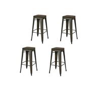 - Lot de 4 Tabourets de bar vintage Liv - Gris industriel - LIV