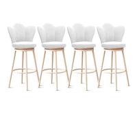 Lot de 4 tabourets de comptoir rembourrés en velours avec pieds en acier Blanc 65 cm de hauteur Parfait pour les petites cuisines ou salles à manger