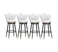 Lot de 4 tabourets de comptoir rembourrés en velours avec pieds en acier blanc 65 cm de hauteur pour petites cuisines ou salles à manger Pieds noirs Option incluse