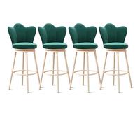 Lot de 4 tabourets de comptoir rembourrés en velours avec pieds en acier blanc 65 cm Idéal pour les petites cuisines ou salles à manger