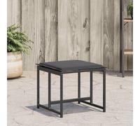 Tabourets de jardin avec coussins lot de 4 noir acier/textilène, siège de jardin, tabouret d'extérieur, siège cube, 4008585