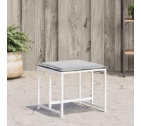 Vidaxl Tabourets De Jardin Avec Coussins 4pcs Blanc Acier Et Textilène Multicolore