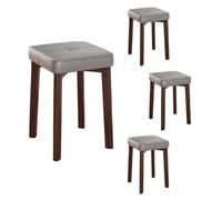 Lot de 4 tabourets de salle à manger empilables en bois avec dessus carré pour îlot de cuisine, école ou salle à manger