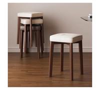 Lot de 4 tabourets de salle à manger empilables en bois, chaises d'école portables et dos nu avec dessus carré, tabourets de bar empilables