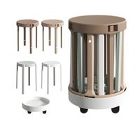 Lot De 4 Tabourets Empilables Avec Plateau Amovible - Tabourets Empilables Polyvalents En Plastique Robuste, Table Basse Design Peu Encombrante, Tabourets De Bar Ronds Portables(Mixed colors)