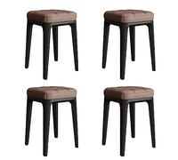 Lot de 4 tabourets empilables avec sièges en cuir synthétique - Tabourets gigognes carrés à quatre pieds avec sièges rembourrés - Tabouret empilable en plastique pour petit déjeuner et salle à manger