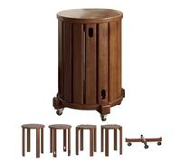 Lot de 4 tabourets empilables en bois avec roulettes, tabourets gigognes pour cuisine, chambre à coucher, salon, tables d'appoint mobiles