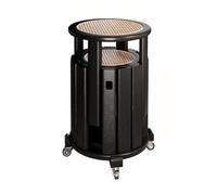 Lot de 4 tabourets empilables en bois de rotin, dessus rembourré tissé à la main avec roulettes, tables d'appoint gigognes pour cuisine, salon, bar, pas de montage nécessaire