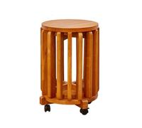Lot de 4 tabourets empilables en bois massif avec roulettes pivotantes, tables d'appoint rondes gigognes pour salon, petites tables d'appoint, pas de montage nécessaire, finition naturelle
