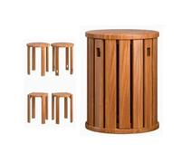 Lot de 4 tabourets empilables en bois pour salon, chambre à coucher, bureau, petit espace, 35,6 x 35,6 x 47 cm