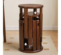 Lot de 4 tabourets empilables en bois - Tables d'appoint rondes peu encombrantes pour chambre à coucher et salon - Chaises empilables élégantes marron - Combinaison polyvalente de meubles d'intérieur