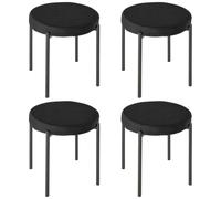 Lot De 4 Tabourets Empilables Grand Confort - Piètement Rond Métal - Assise Rembourrée Velours Noir Noir
