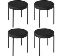 Lot de 4 tabourets empilables grand confort - piètement rond métal - assise rembourrée velours noir Noir G