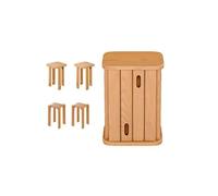 Lot de 4 tabourets empilables multifonctionnels en bois pour salon, bureau et salle de classe, meubles gigognes portables avec roulettes