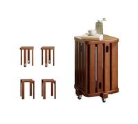 Lot de 4 tabourets empilables pour salon, tabourets gigognes multifonctionnels en bois, tabourets de bureau et de salle de classe