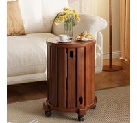 Lot de 4 tabourets empilables ronds en bois massif avec roulettes, faciles à déplacer, design minimaliste pour cuisine, salon, bureau, chambre à coucher