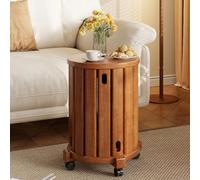 Lot de 4 tabourets empilables ronds en bois massif avec roulettes, faciles à déplacer, design minimaliste pour cuisine, salon, bureau, chambre à coucher