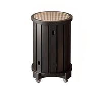 Lot de 4 tabourets empilables ronds en rotin avec roulettes, tables d'appoint gigognes pour cuisine ou salon, pas de montage nécessaire