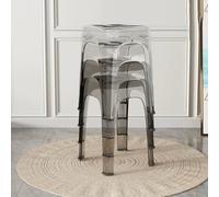 Lot de 4 tabourets empilables transparents en plastique de 45,7 cm - Tabourets hauts en acrylique pour café et bar - Tabourets gigognes sans dossier pour cuisine, salle à manger, salon (transparent +