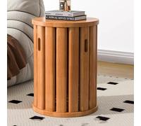 Lot de 4 tabourets en bois empilables pour chambre à coucher et salon, finition naturelle, idéal pour les combinaisons d'intérieur et les meubles multi-usages.