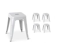 KOSMI - Lot de 4 petits tabourets en métal blanc Blanc