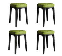 Lot de 4 tabourets gigognes carrés en cuir synthétique vert avec sièges rembourrés, empilables et portables à quatre pieds pour la maison
