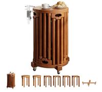 Lot de 4 tabourets gigognes empilables en bois, petites tables d'appoint polyvalentes pour salon, chambre, balcon, design compact pour usage multiple