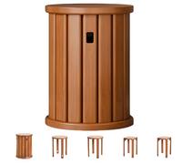 Lot de 4 tabourets gigognes empilables en bois, petites tables d'appoint polyvalentes pour salon, chambre, balcon, design compact pour usage multiple