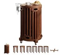 Lot de 4 tabourets gigognes empilables en bois, petites tables d'appoint polyvalentes pour salon, chambre, balcon, design compact pour usage multiple
