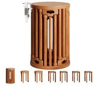 Lot de 4 tabourets gigognes empilables en bois, petites tables d'appoint polyvalentes pour salon, chambre, balcon, design compact pour usage multiple