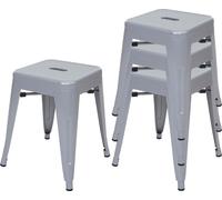 lot de 4 tabourets HWC-A73, tabouret métallique, métal design industriel empilable ~ gris