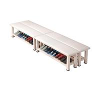 Lot de 4 tabourets longs blancs - Banc de change de chaussures polyvalent pour salle de bain, salle de gym, restaurant et centre commercial - 60 x 35 x 45 cm - Design familial