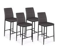 IDMarket - Lot de 4 tabourets Romane - PVC, design contemporain rembourrés - Gris