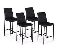 IDMarket – Lot de 4 tabourets de bar Romane en PVC noir, rembourrés, design contemporain