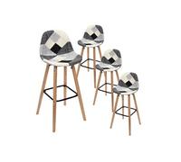Lot de 4 Tabourets Scandinaves Noirs et Blancs - MOZAIK -
