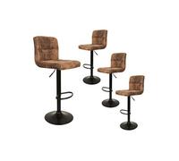 JULIO - Lot de 4 Tabourets Simili Marron Camel -
