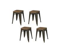 - Lot de 4 tabourets vintage Liv H46 cm - Gris industriel