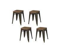 - Lot de 4 tabourets vintage Liv H46 cm - Gris industriel