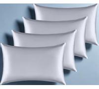 Lot de 4 taies d'oreiller en satin soyeux pour cheveux - Frais et facile à laver - Housse de coussin non incluse (argent, 50 x 75 cm)
