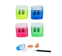 Lot de 4 taille-crayons avec boîte - Design à double trou - Avec couvercle à double trou - Pour enfants - Pour l'école, le bureau